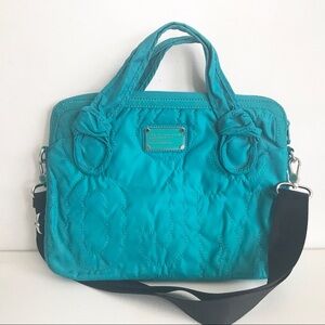 MARC JACOBS blue quilted laptop bag Crossbody